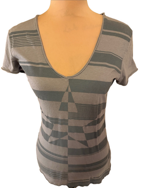 Converse Gray Striped V-Neck Tee